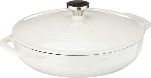Lodge Enameled Cast Iron Round Casserole - 3.6 Quart with Lid & Dual Handles - Oven Safe to 500°F - Oyster White