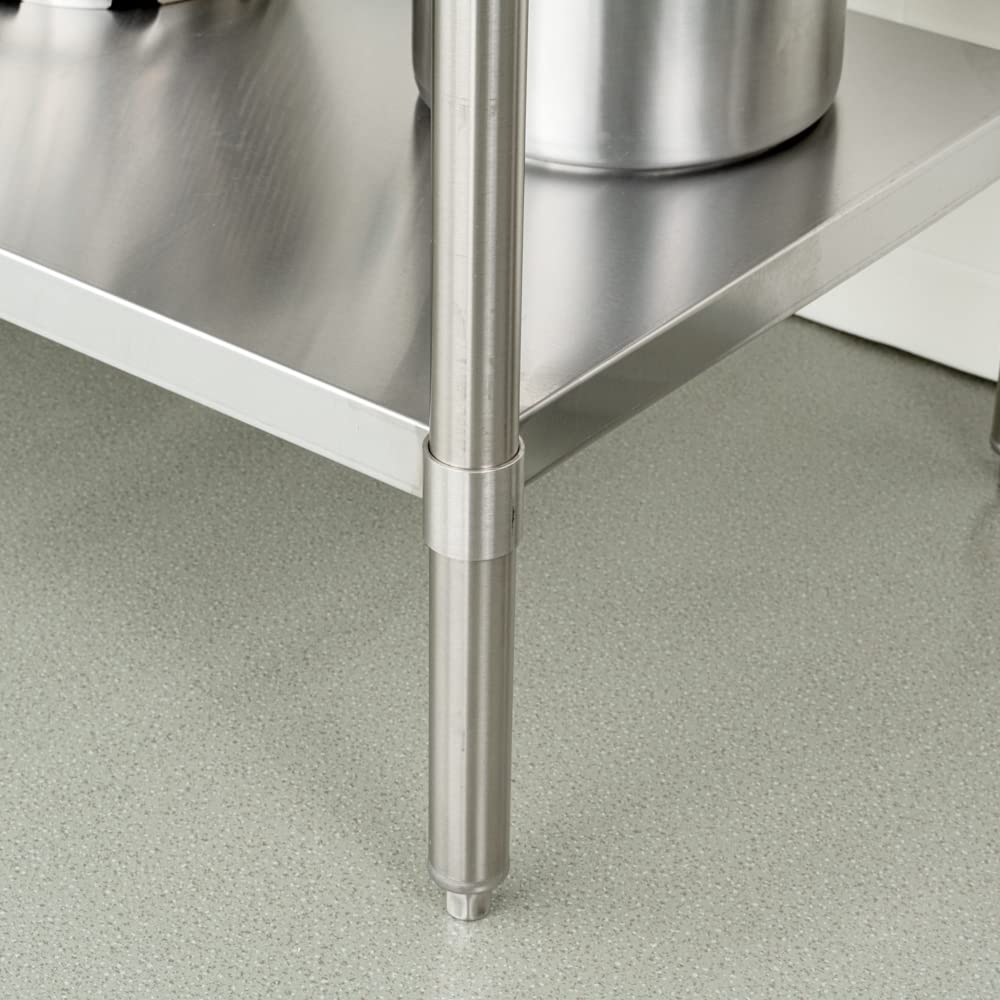 Restaurantware Kitchen Tek 30 x 60 Inch Stainless Steel Table 1 Commercial Work Table - 4" Backsplash Adjustable Feet Stainless Steel 304 Metal Table Great For Food Prep For Home Or Hotel
