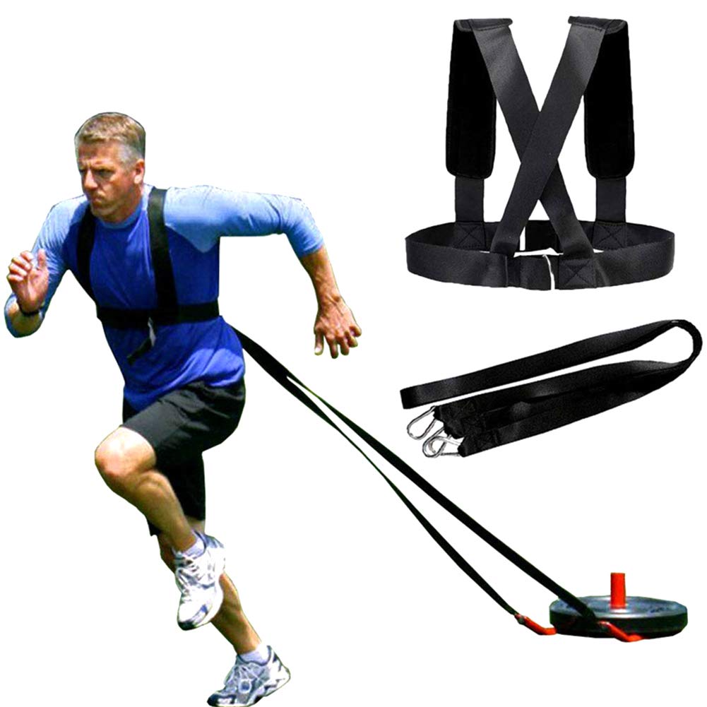 Weight Bearing Shoulder Strap, Resistance Bands Fitness Elastic Loop | Adjustable Padded Harness for Sled Tire Pulling, Resistance Training Workout