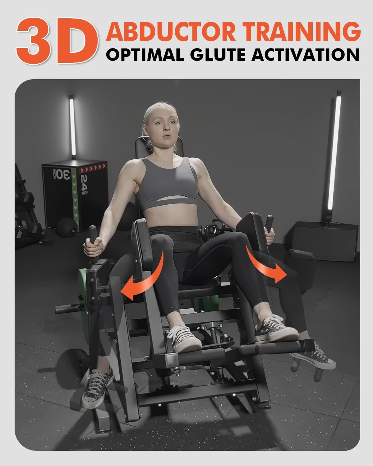 GMWD Hip Abductor Machine, 3D ARC Motion Hip Abductor Machine, 300lbs Capacity Plate Loaded Hip Abduction Machine, Inner and Outer Thigh Machine for Home Gym
