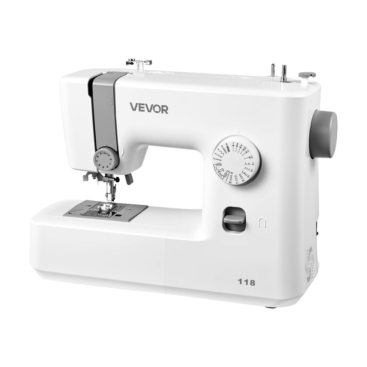VEVOR Sewing Machine, 18 Stitch Applications, with LED Light and Foot Pedal, Simple Dial Control, Interior Metal Frame, Lightweight and Portable Beginner Sewing Machine for Adults Crafts and Mending