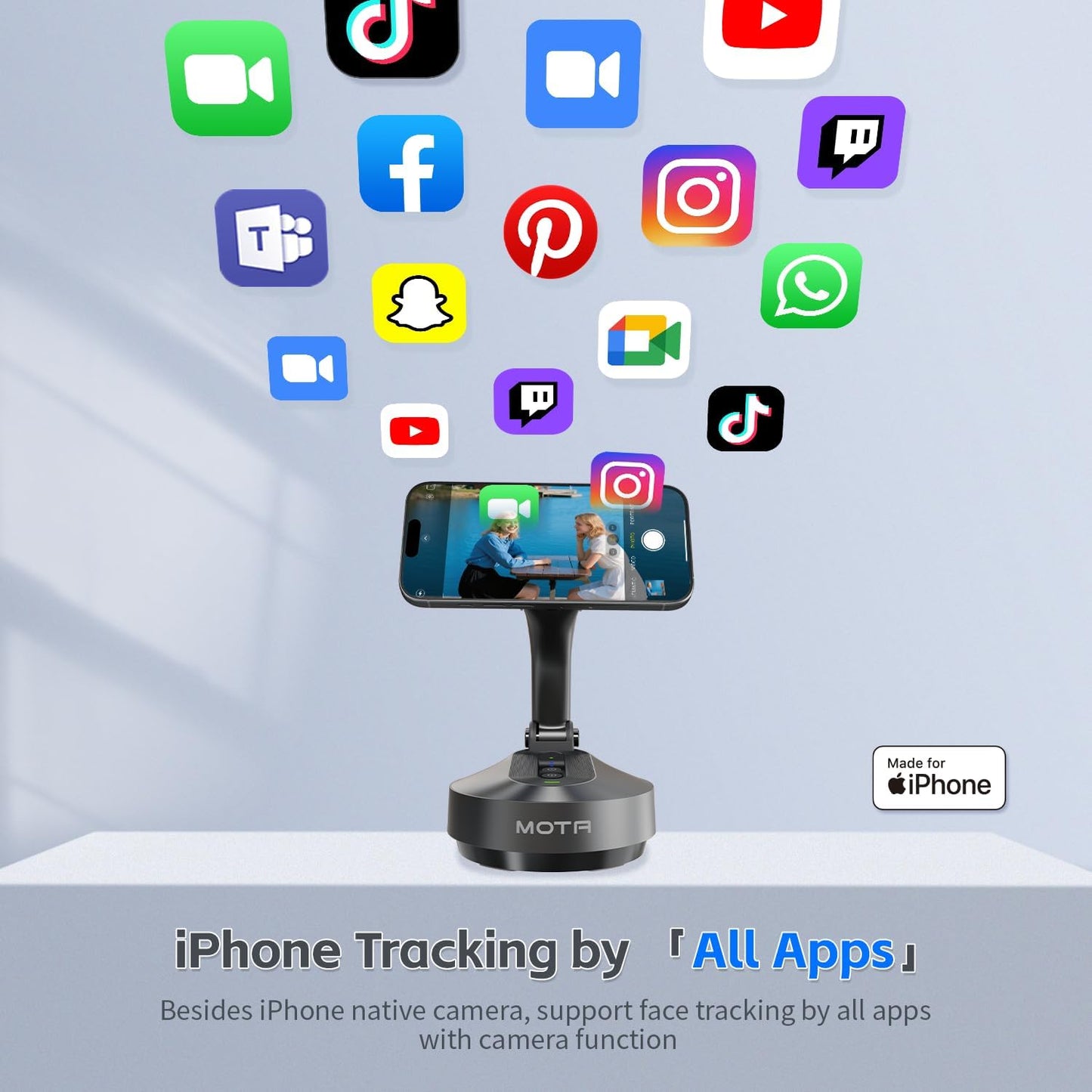 COMITOK 360 Magnetic Auto Face Tracking Stand Tripod MOTA for iPhone Follows Your Movement Hands-Free Video Recording