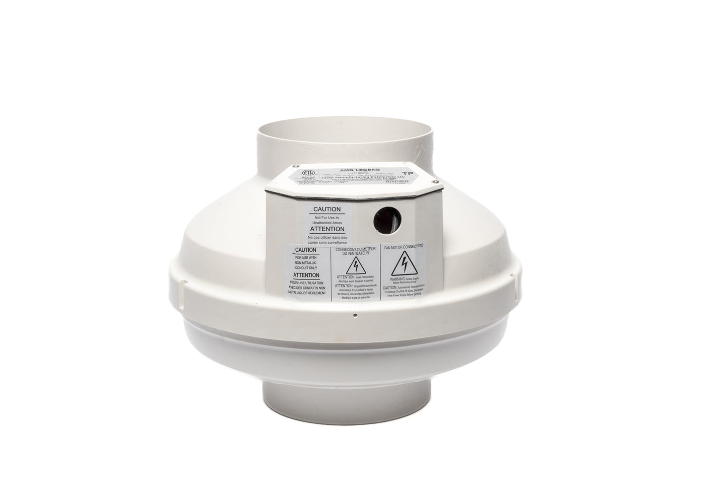 Festa AMG Legend Radon Fan - Quiet and Energy Efficient 345 CFM Radon Mitigation System Inline Fan - 6" Electric Waterproof Inline Duct - Made with Sturdy Glass Reinforced Poly-Resin – White