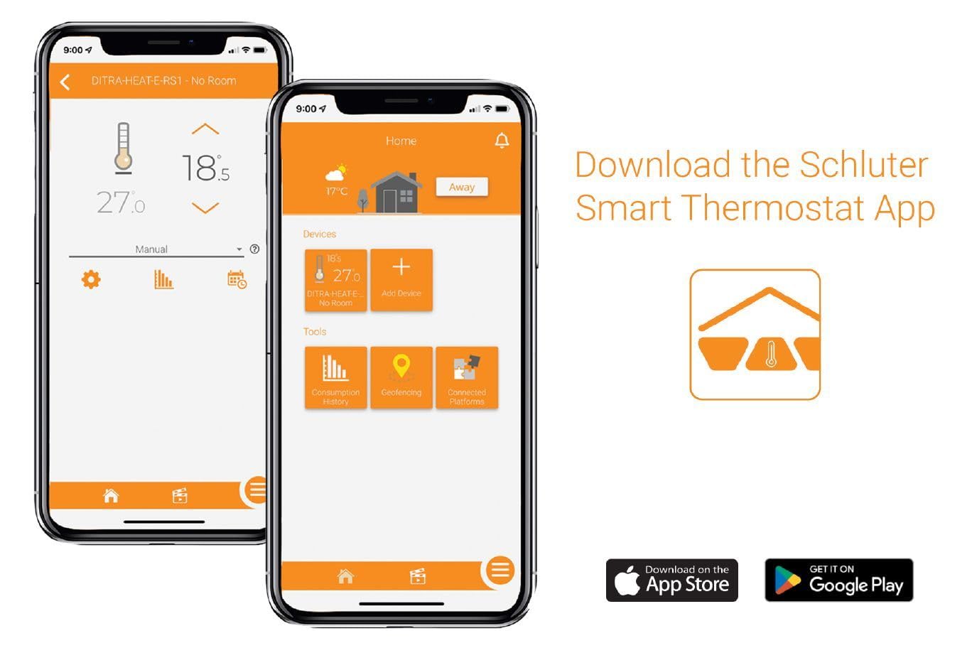 Schluter Ditra-Heat-E-RS1 Smart Thermostat Floor Warming System Compatible with Control4 Home Automation Platform - Built-in GFCI, App, Voice, Home Assist - DHERT105/BW