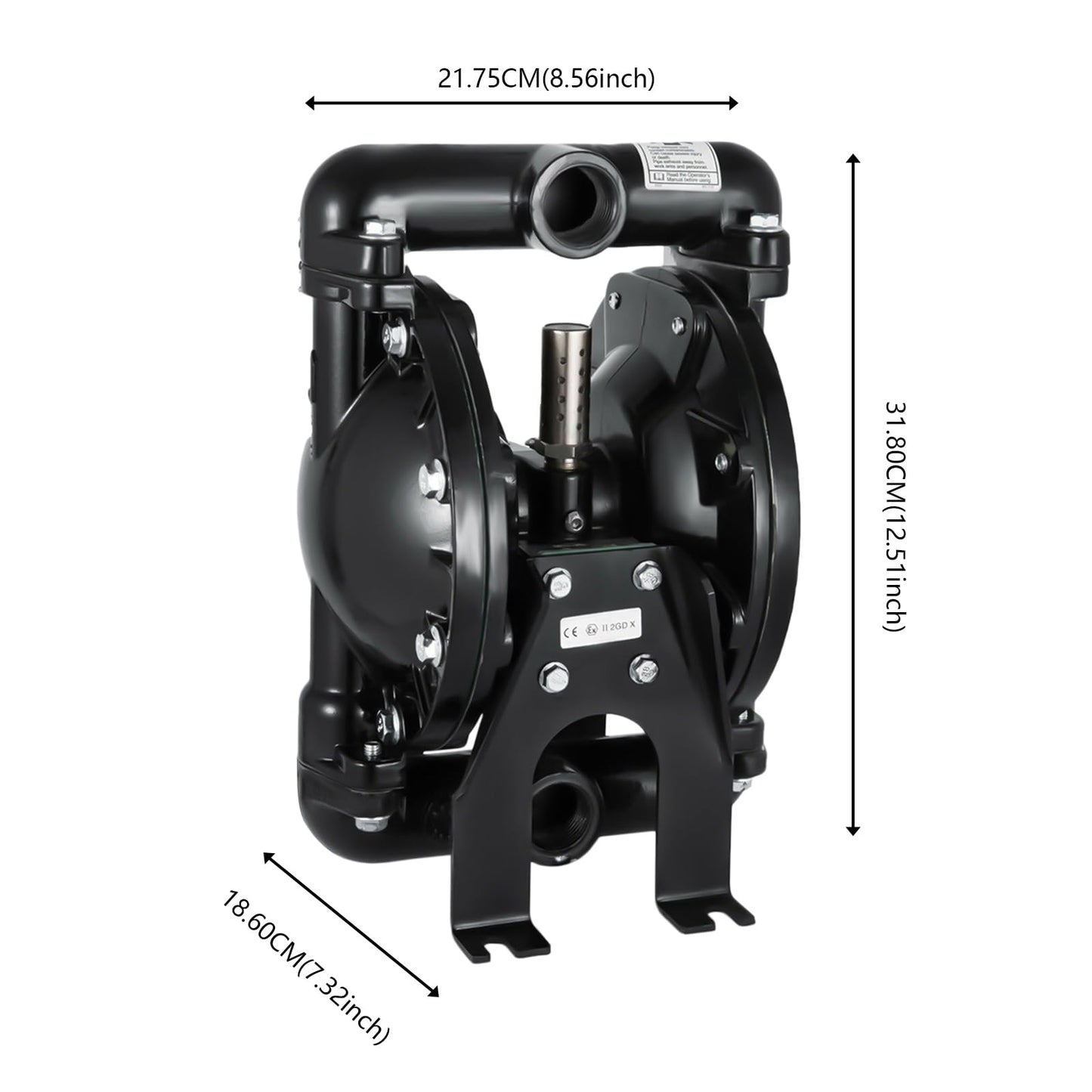 Air-Operated Double Diaphragm Pump 1 Inch Inlet & Outlet, Heavy Duty Pneumatic Diaphragm Transfer Pump for Diesel, Grease, Kerosene and Oil 35GPM 120PSI 1/2 Inch Air Inlet