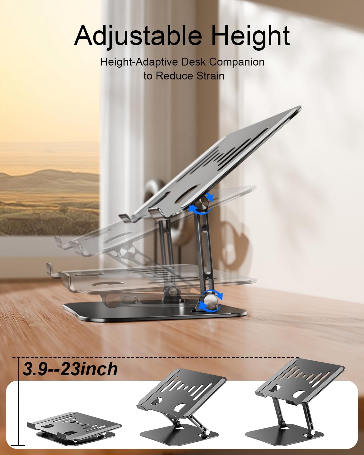LINTYLE 1017 Inch Adjustable Laptop Stand, Aluminum Portable Laptop Riser for Desk Foldable, Ergonomic Computer