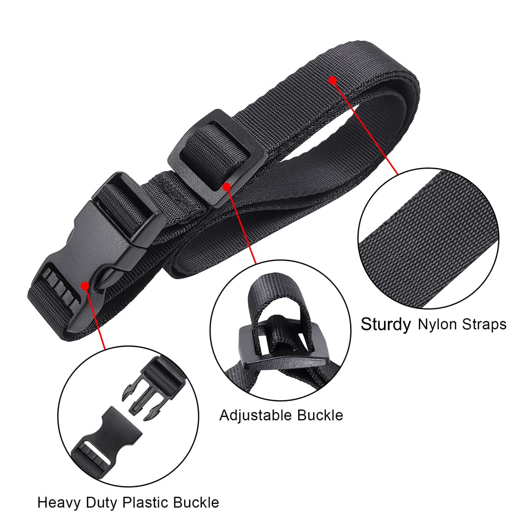 Vigorport Utility Straps Quick Release Nylon Backpack Accessory Bag Strap,Adjustable for Hiking,Travel,Outdoor Sports-4 Pack (Black, 0.75" W-40 L)