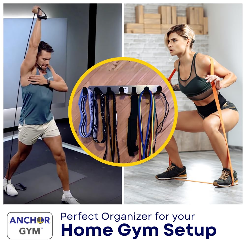 Anchor Gym Resistance Band Storage Rack - Gym Rack Organizer for Ropes, Straps & Small Dumbbells - (L-17 Inches) - (Screws Included)