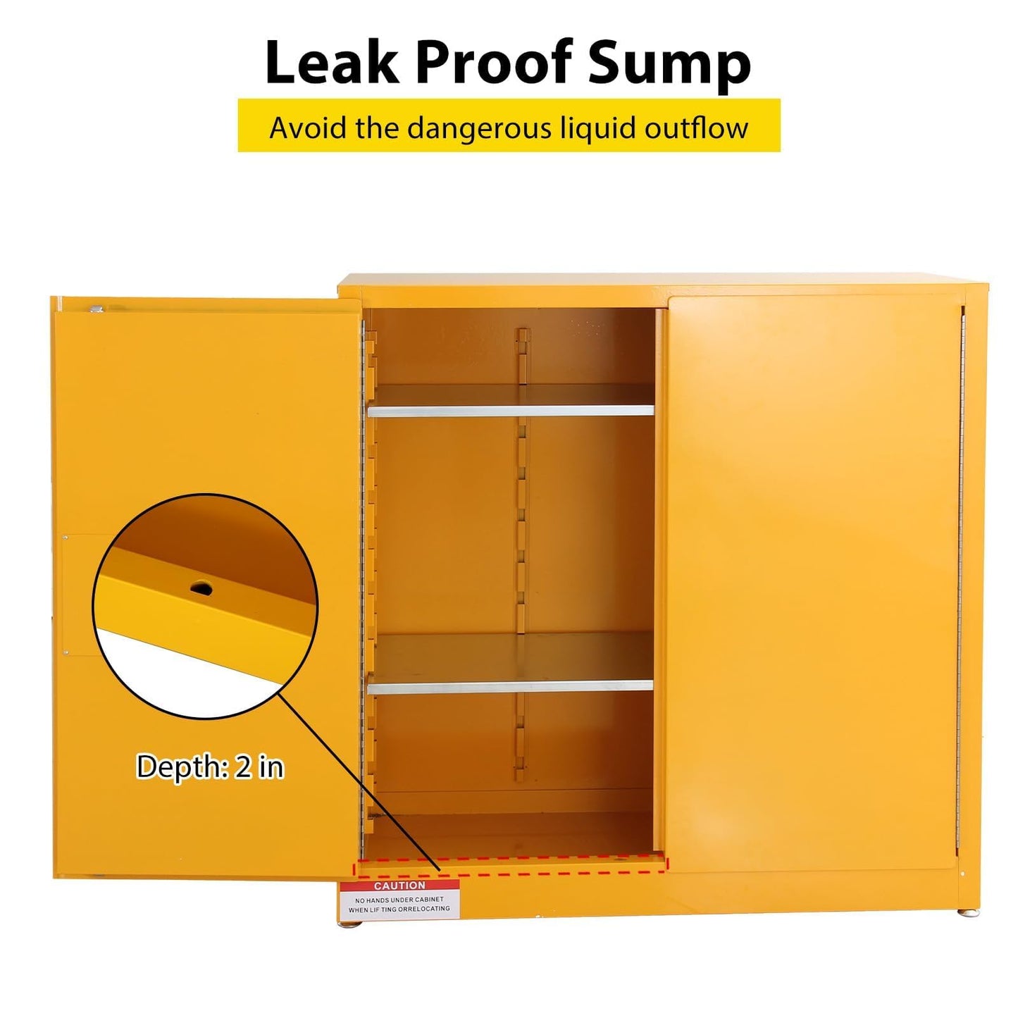 SierraSquad 30 Gal Flammable Safety Cabinet, 43" x 18" x 44" Galvanized Steel Flammable Liquid Storage Cabinet with 2 Adjustable Shelves 2 Manual Doors for Industrial Use, Yellow
