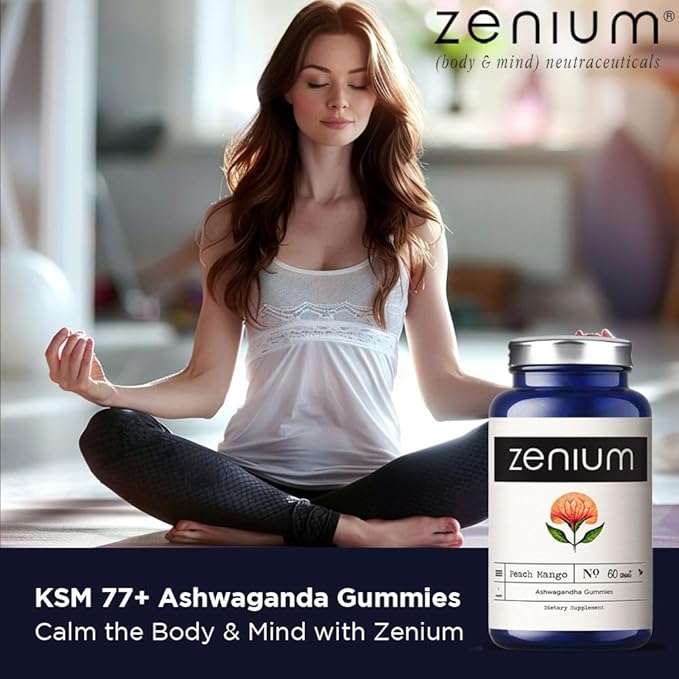 Zenium - Ashwagandha Gummies 1500 MGS per Serving | 60 Count | Mango Flavored | Calm The Mind & Body | Relieve Worry, Tension & Nervousness | Ayurvedic | Natural Relief Supplement | Boosts Mood