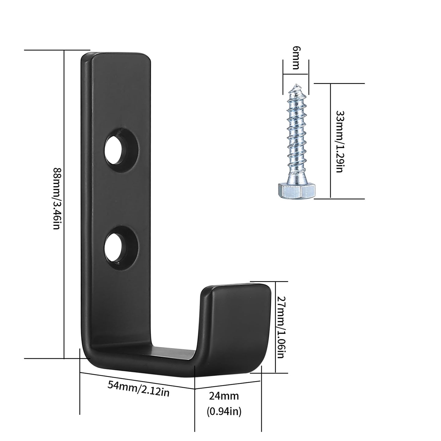 qiwuhai Heavy Duty Garage Hooks for Hanging, 2pcs Black Garage Storage Wall Mount J Hook Heavy Duty, J Utility Hooks for Extension Cord Tool Cable, Clothes, Keys Hook (2Pcs)