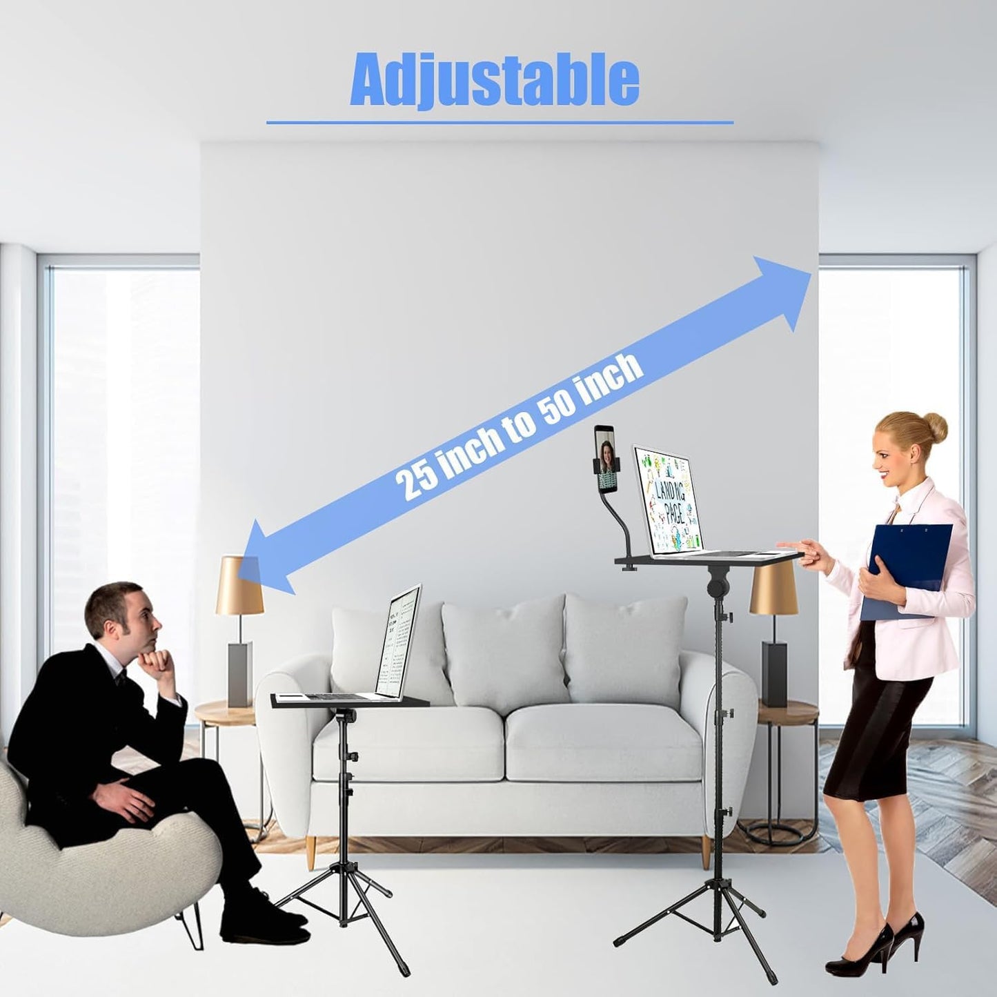 Kereal 25 50 Inch, Laptop Projector Tripod Stand, Universal Portable Floor Holder Mount Stand for DJ