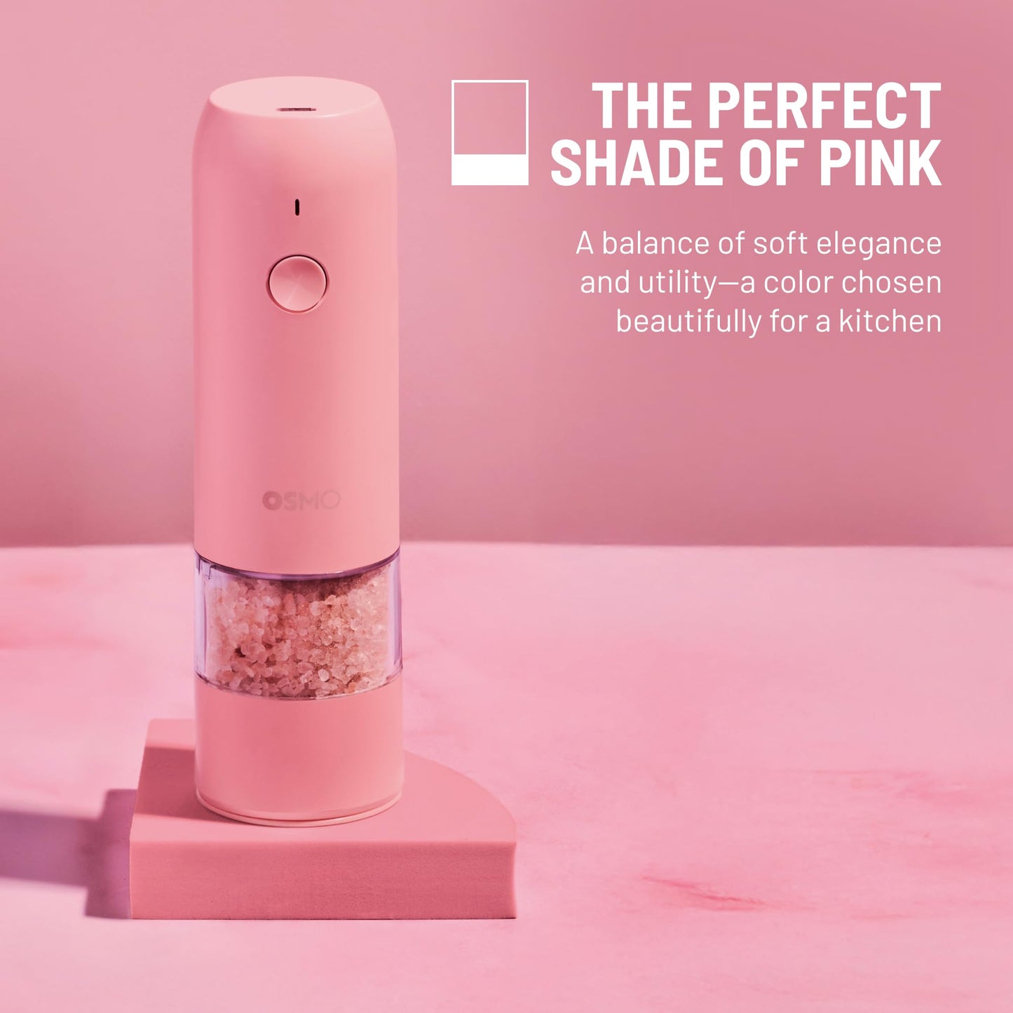 Osmo Rechargeable Electric Pepper Grinder - Adjustable Coarseness, LED Light, Ceramic Core, Battery Operated Mill, One Button Operation for Gourmet Cooking