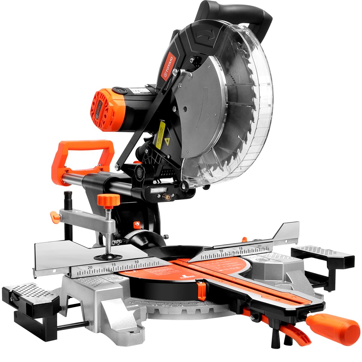 TOYAKI 12-Inch Sliding Compound Dual-Bevel Miter Saw With Laser Guide, LED Light,Extension Table, 15-Amp, 4.13x12.99inch Cutting Capacity, With 40T And 120T TCT Miter Saw Blades