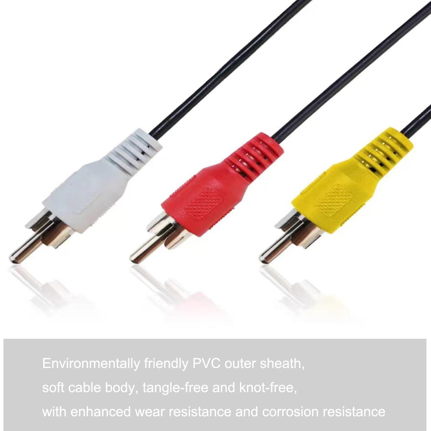 Generic 5 3 3 RCA Cable Feet, AV Cable RCA Male to RCA Male Composite AV Cable, Gold Plated Audio Video Cable for Home