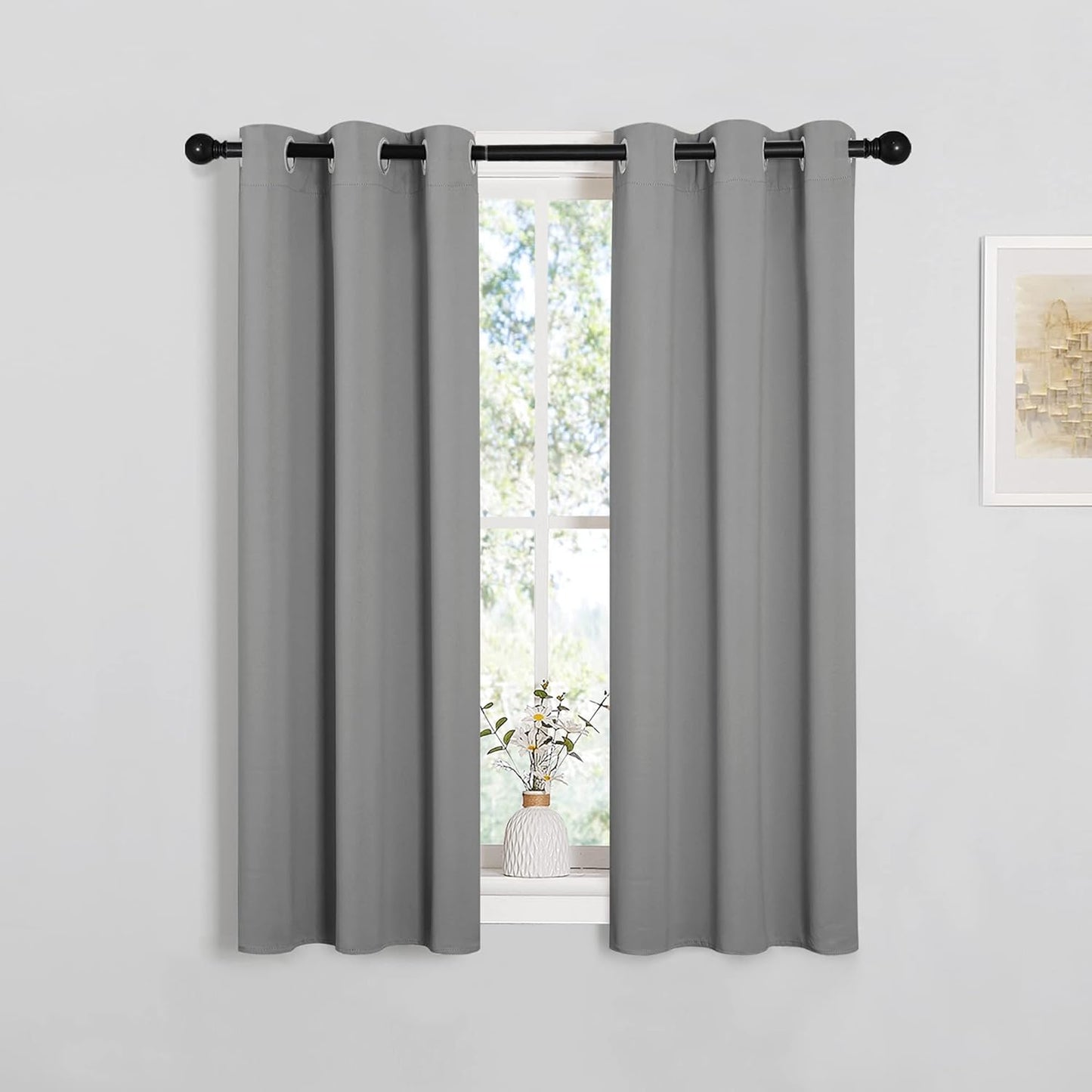NICETOWN Silver Grey Blackout Curtain Panels - Thermal Insulated Grommet Top Drapes (2 Panels, W29 x L45)
