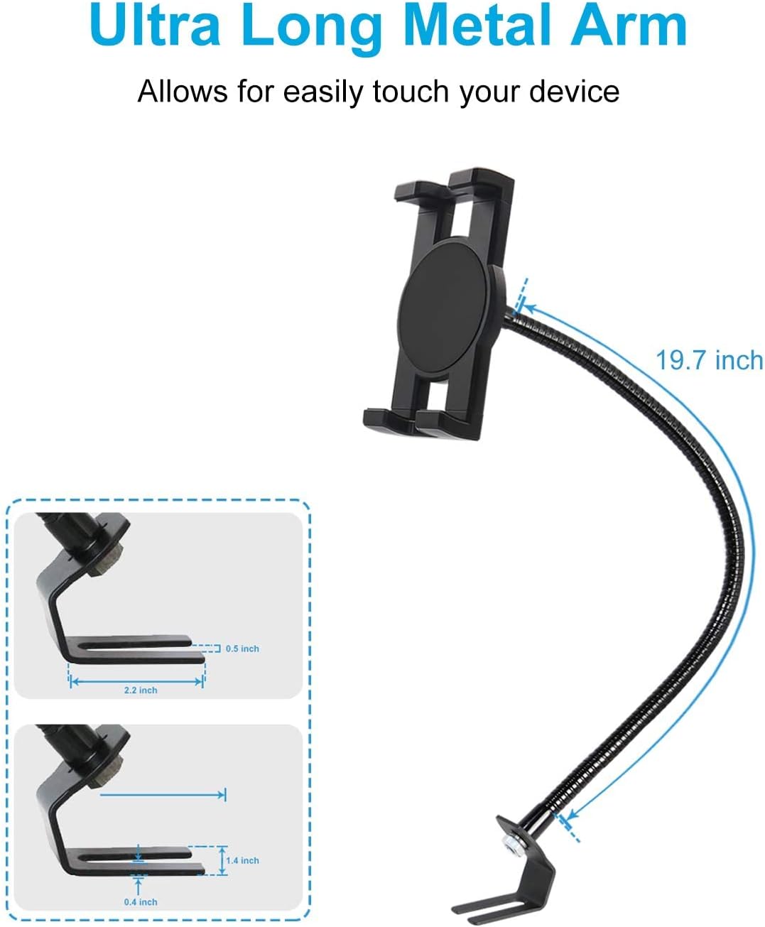 woleyi 20-inch 4-13" Car or Truck Seat Rail Tablet Mount, Heavy Duty Gooseneck Car Floor Tablet Holder Bolt Stand