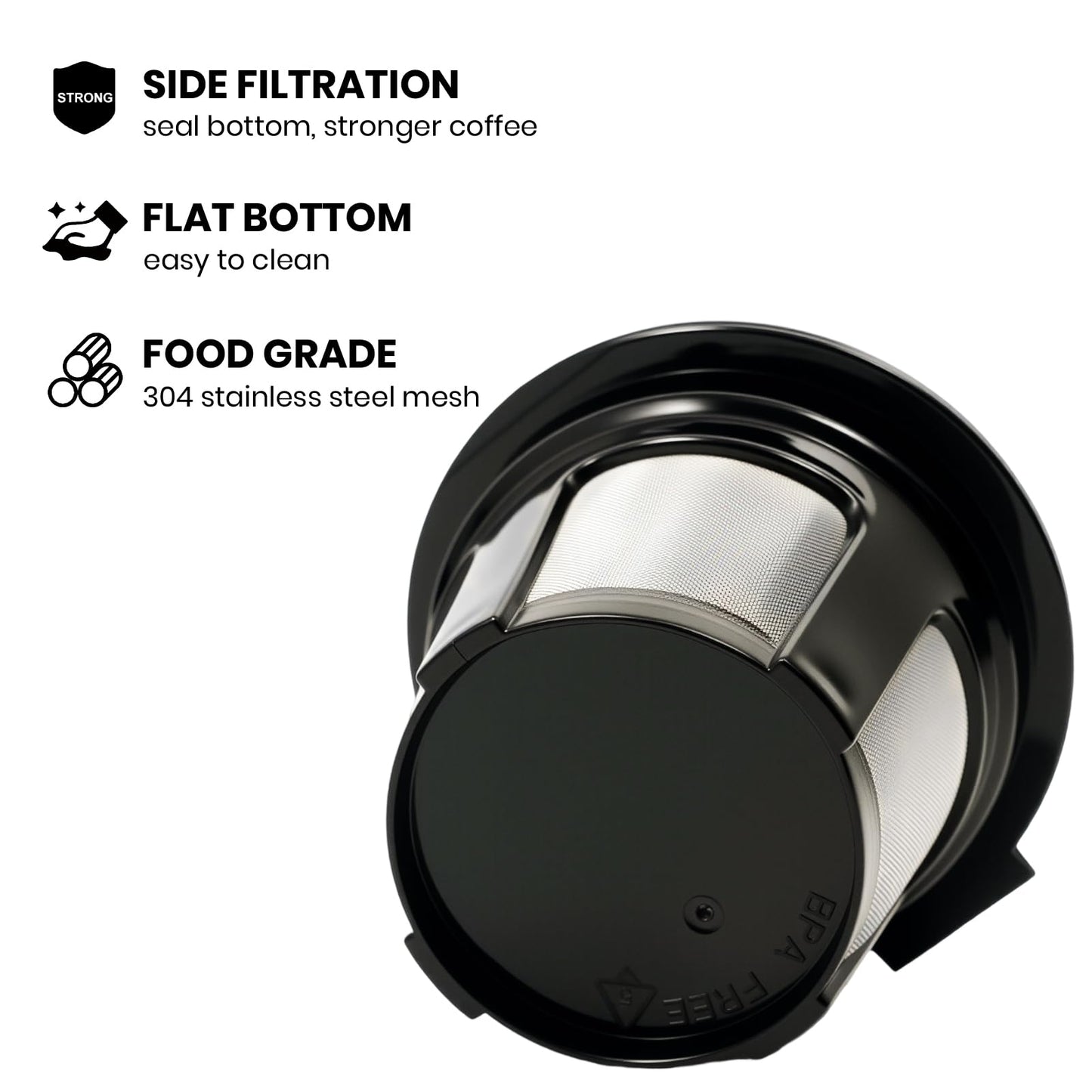 Roogaluckeep Reusable K Cup for Keurig, Black BPA Free Refillable K-Cup Pod Coffee Filters, Universal Fit Refillable Filters for Keurig 1.0 and 2.0 Coffee Maker (Black- 4 Park)