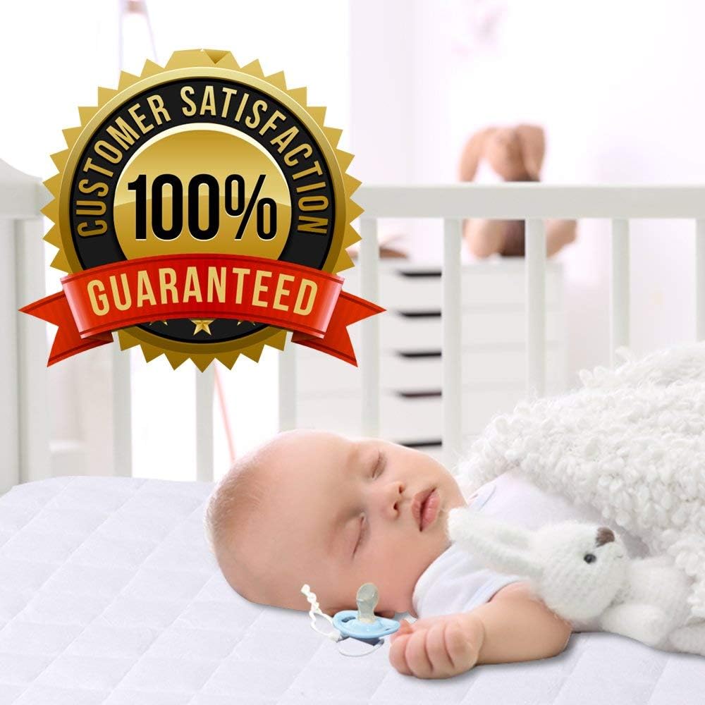 PlushDeluxe Crib Mattress Protector - 100% Waterproof & Noiseless | Ultra Soft Bamboo Viscose, 28”x49”