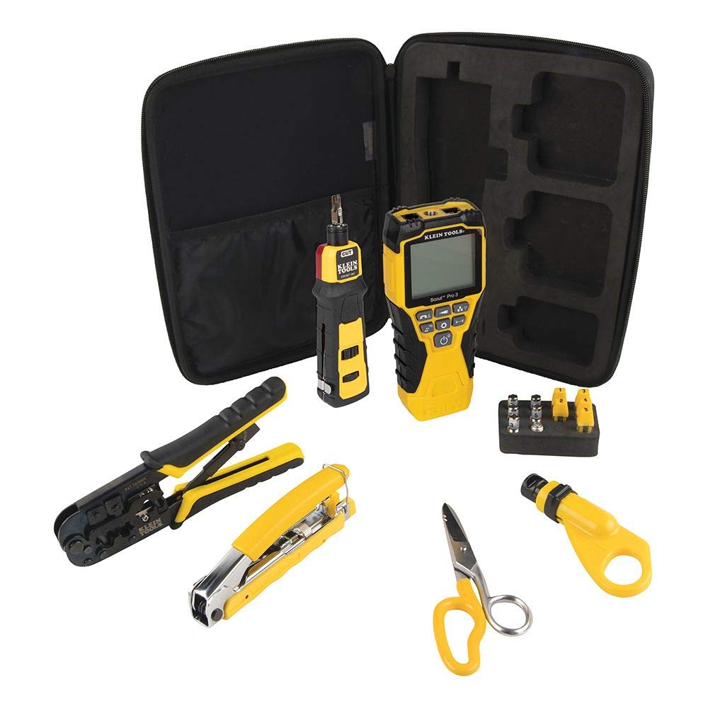 Klein Tools Cable Installation Tool Set with Crimper, Tester, Snips, Punchdown Tool, and Case (6 Pieces)