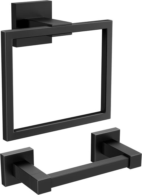 FORIOUS Toilet Paper Holder Set - Wall Mount SUS 304 Stainless Steel with Pivoting Design | Matte Black Finish