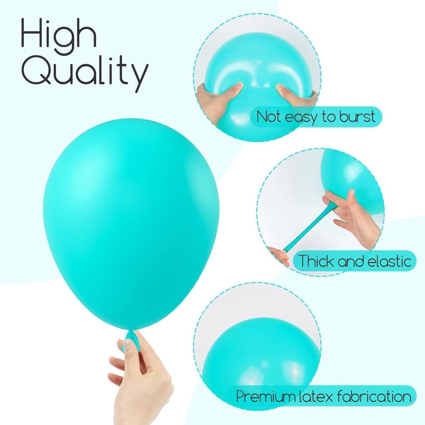 Skiennix Teal Balloon Arch Kit - 120pcs Turquoise Balloons in 5-18 Inch Sizes for Weddings, Baby Showers, and Parties