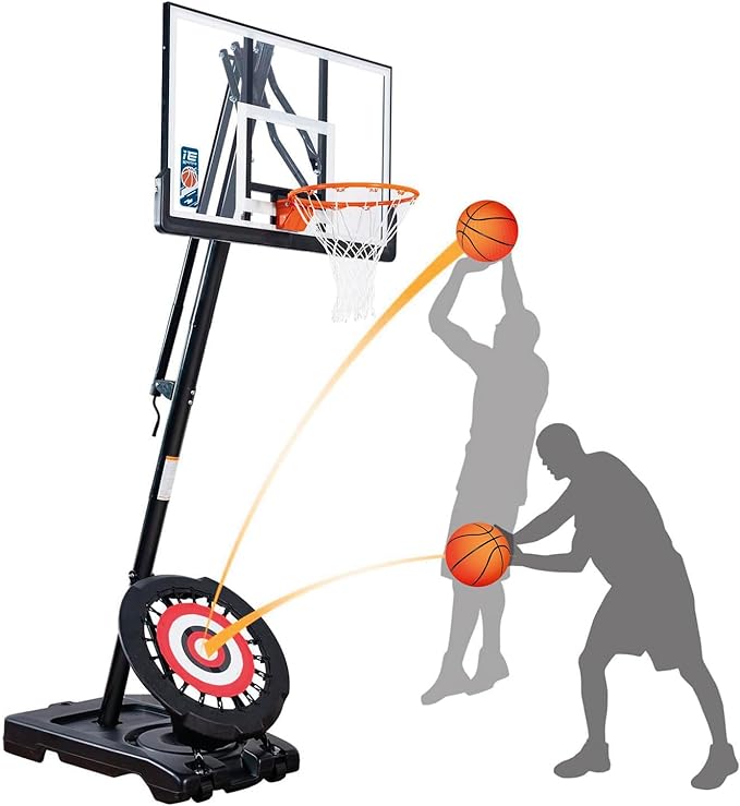 Portable Basketball Hoop with 7.5-10 Ft. Adjustable Height & Rebounder