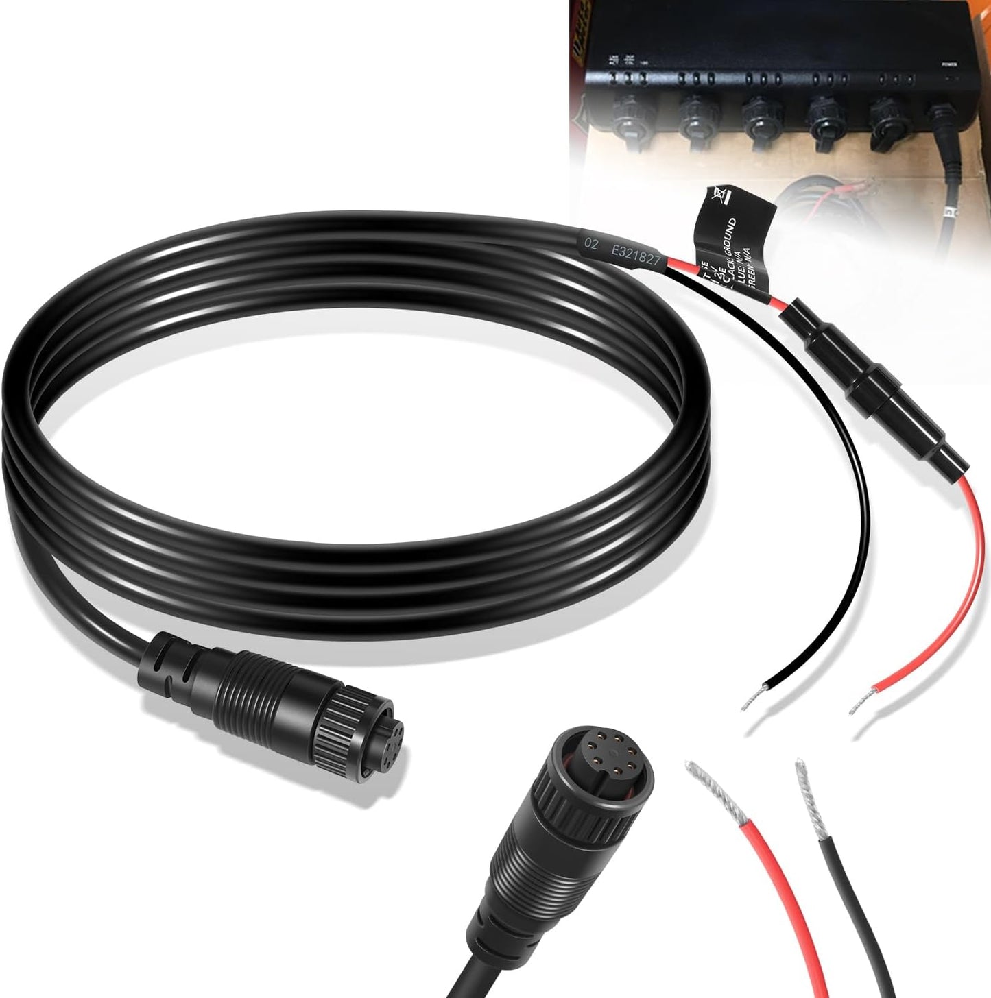 johntruck 010-10553-00 7-Pin 10 Power Cable, Power Cord Fit for Garmin GMS Network Port Expander, Waterproof/Stable