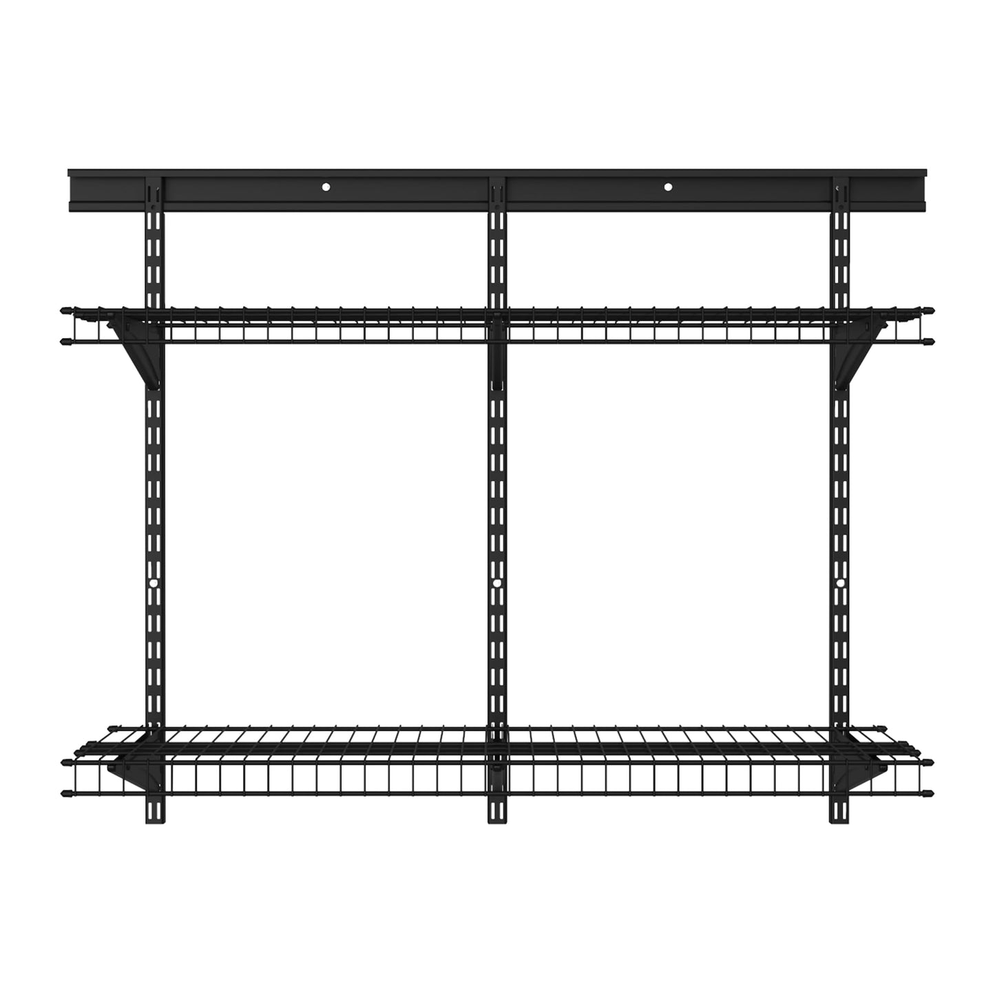 ClosetMaid Heavy Duty Wall Shelf Kit for Garage, 2 Shelves, Adjustable ShelfTrack Wire Shelving, Black Finish