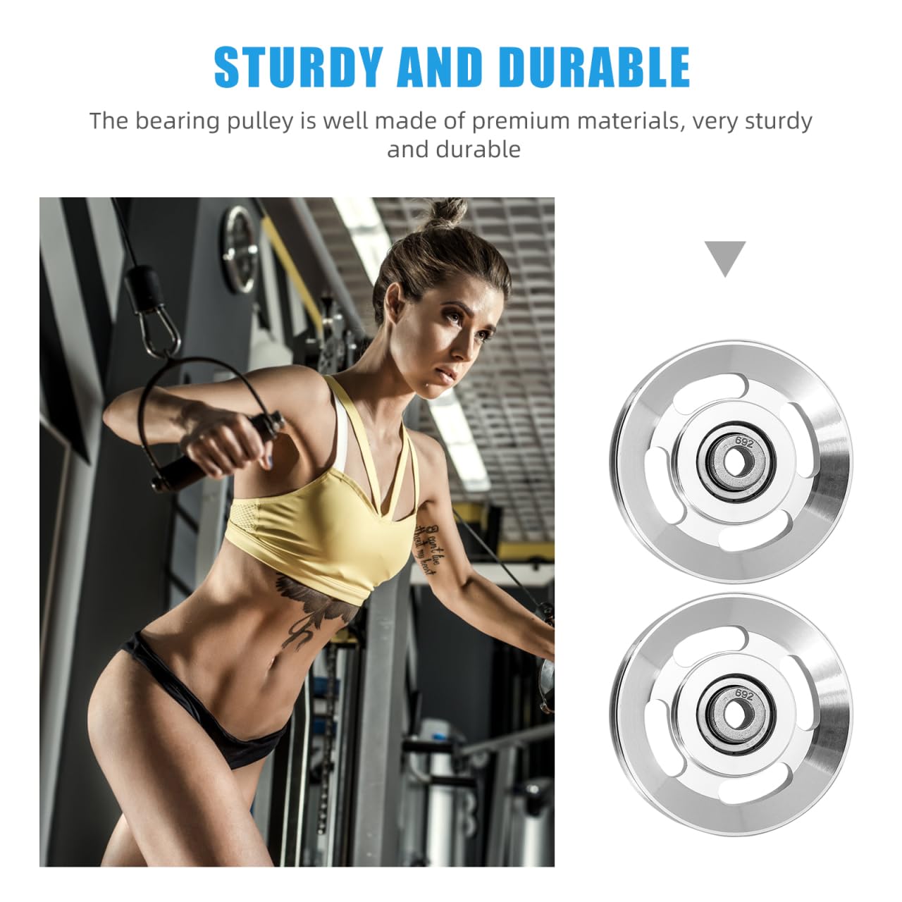 ULTECHNOVO 2-Pack 3.46" Aluminum Alloy Cable Pulley Wheels, Deep-Groove Quiet Bearings for Smooth Home Gym Machine Replacement, Fits LAT Pulldown, Triceps Pushdown & Cable Crossover