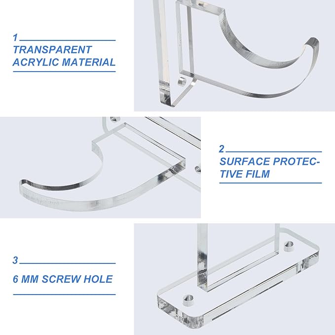 uxcell Sword Wall Mount Holder, 1 Set Acrylic Light Saber Display Rack Wall-Mounted Sword Stand Display for Light Saber Sword Wall Bracket, Clear