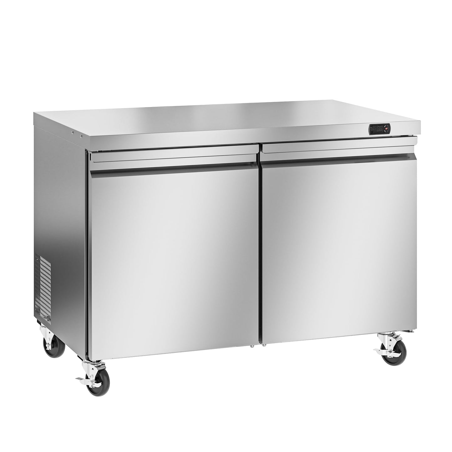 Rockitch 48" W Commercial Undercounter Freezer, 11.1 Cu.ft 2 Door Worktop Under Counter Freezer, Stainless Steel Commercial Kitchen Freezing Equipment for Restaurant, Bar, Shop, etc.