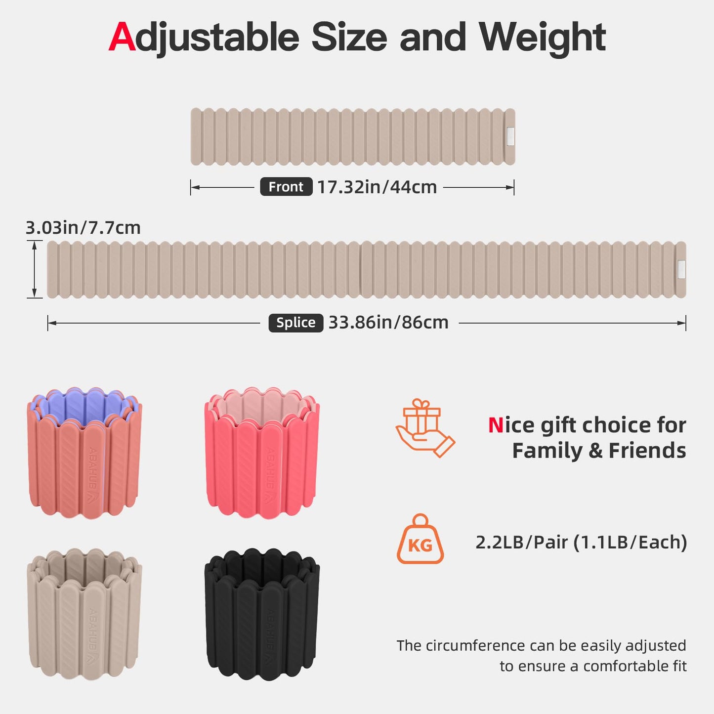 Abahub Wearable Wrist & Ankle Weights Set of 2, Stackable Magnetic Weighted Bracelet for Women, Waterproof Silicone Arm Leg Weights for Home Gym Workout, Walking, Yoga & Pilates - Beige, 2.2LB