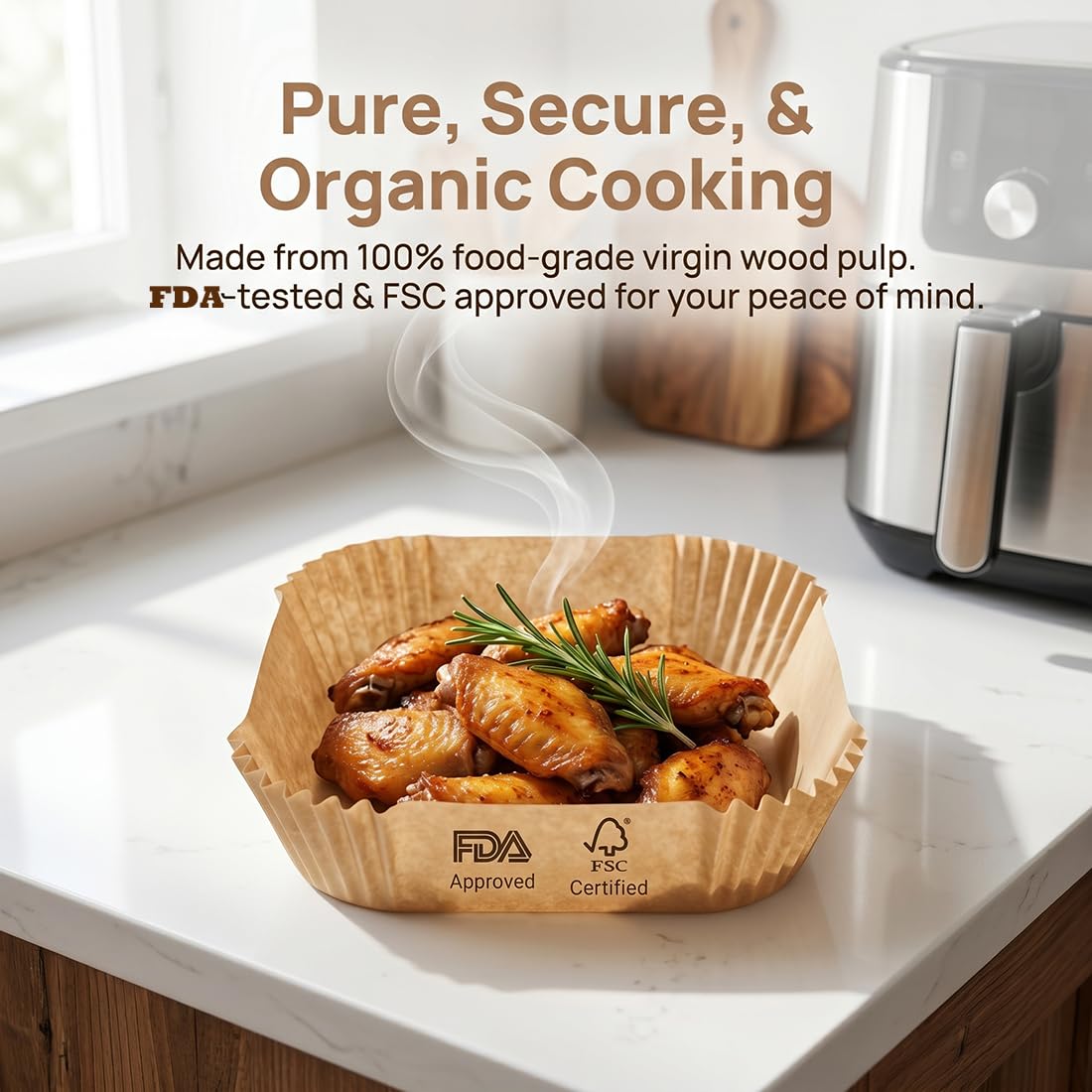 300 Pcs Disposable Air Fryer Liners for 4 QT &6 Cup,Compatible with Ninja Crispi.Non-Stick&Oil-Proof Food Grade Parchment Paper Liners for Frying,Baking(7.5 In+5.5 In)