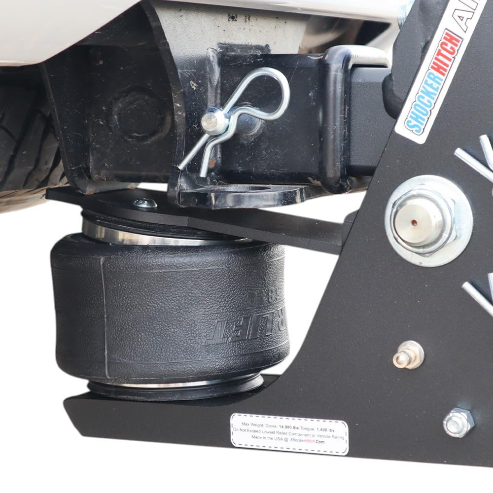 Shocker Max Black Air Ride Hitch with Black Combo 2" & 2-5/16" Balls, Fits 2" Hitch - 14,000 lbs