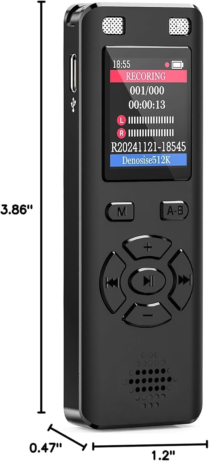 DGFAN 128GB 9280 MP3 Voice Recorder - Hours Voice Activated Recorder Device with Playback, Noise Reduction, Player