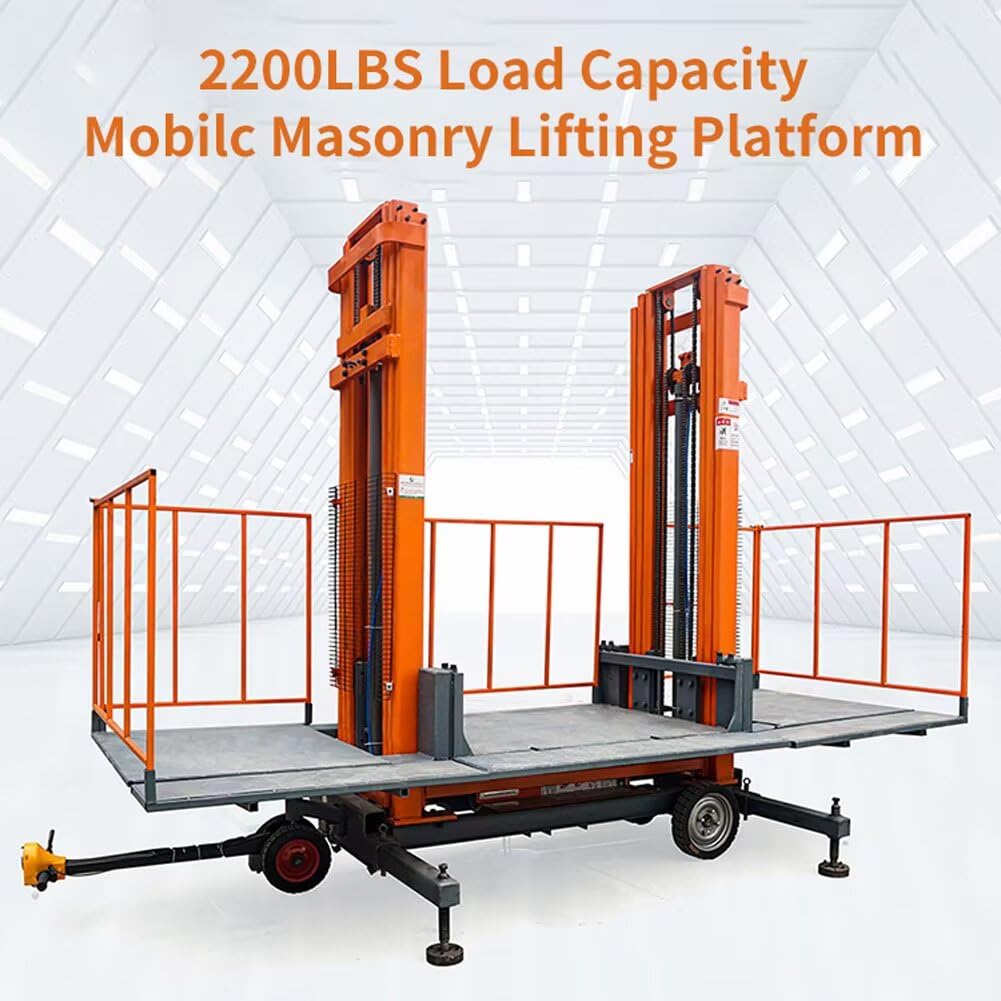 1Ton/2200Lbs Load Aerial Mobile Lifter Scaffolding,Electric Remote Control Lifting Platform,Hydraulic Masonry Work Platform for Construction Site Wall Laying Plastering