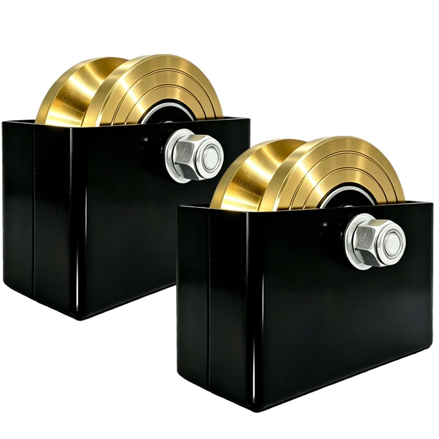 FVCLBZ 4'' Sliding Gate Rollers Wheel 2-Pack V Groove Gate Wheel, Heavy Duty Sliding Gate Rollers 3000 Lbs Capacity, Double Bearing with Welded Bracket and Screws (1-3/4" Wheel Width)