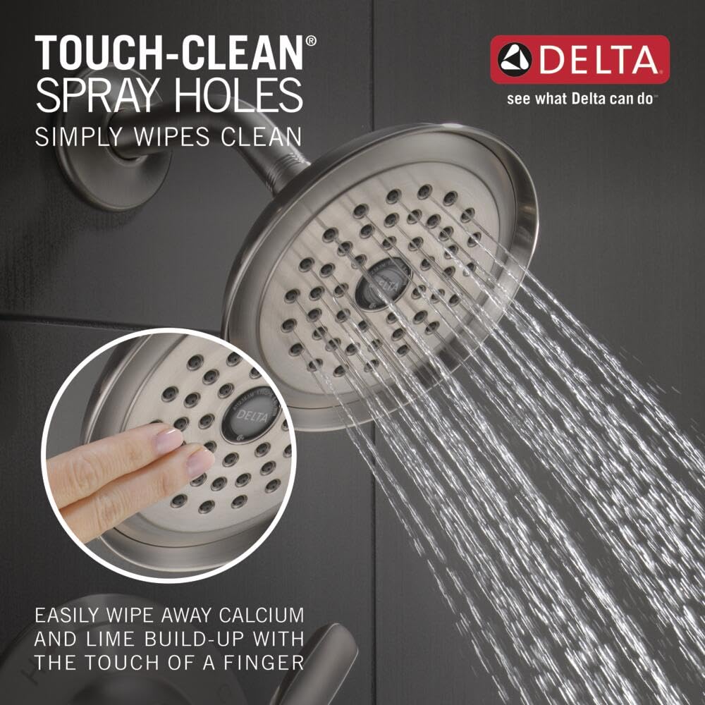 Delta Woodhurst 14 Series Shower Faucet Set, Brushed Nickel Shower Head and Handle Set, Valve Trim Kit, Stainless T14232-SS (Valve Not Included)