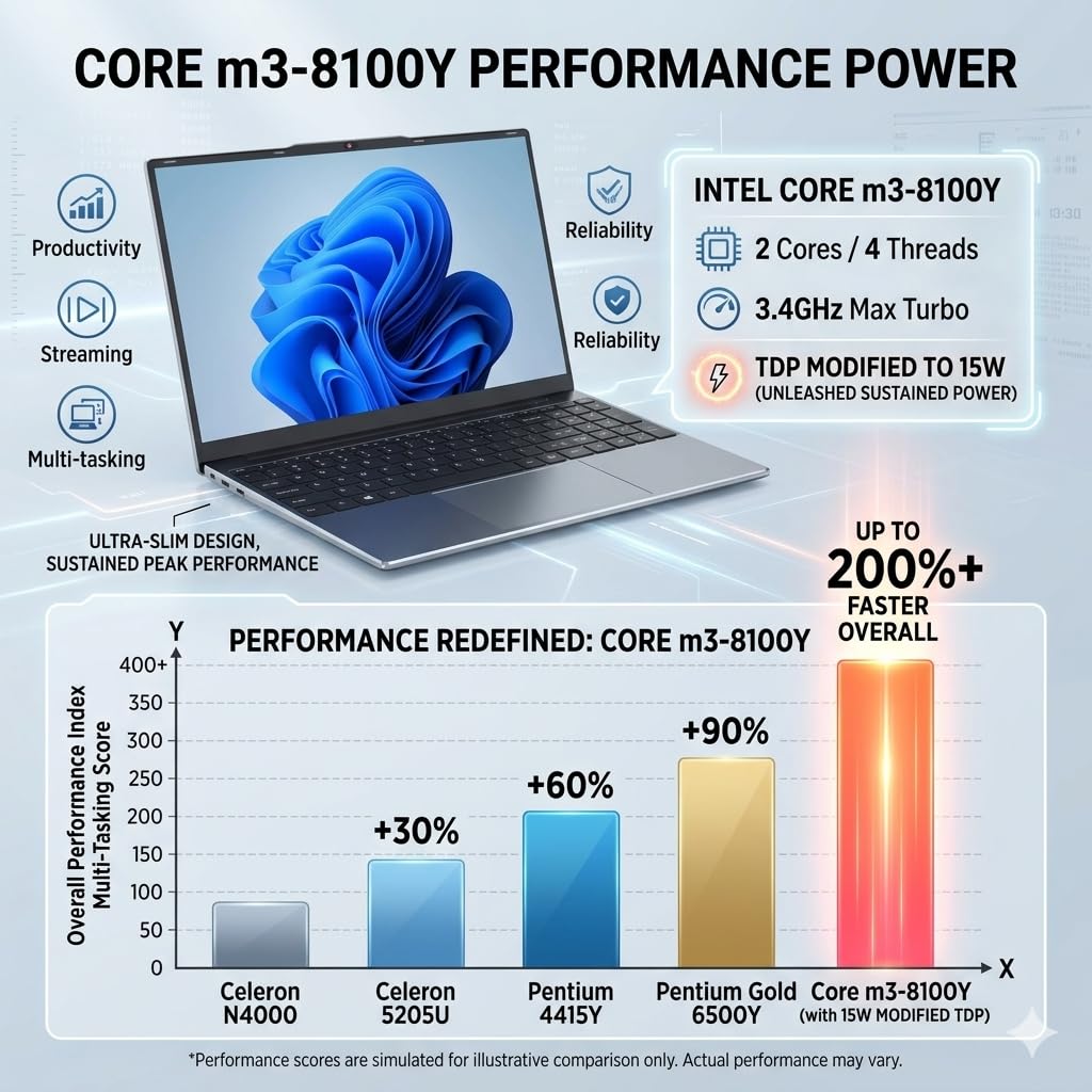 OTVOC Laptop Computer 15.6 inch, Compatible with Windows 11, Core CPU(Beats Pentium, Celeron), Up to 3.4GHz, 4GB RAM, 128GB SSD, Up to 2TB, 15.6" FHD IPS 1920x1080, for Students, Business