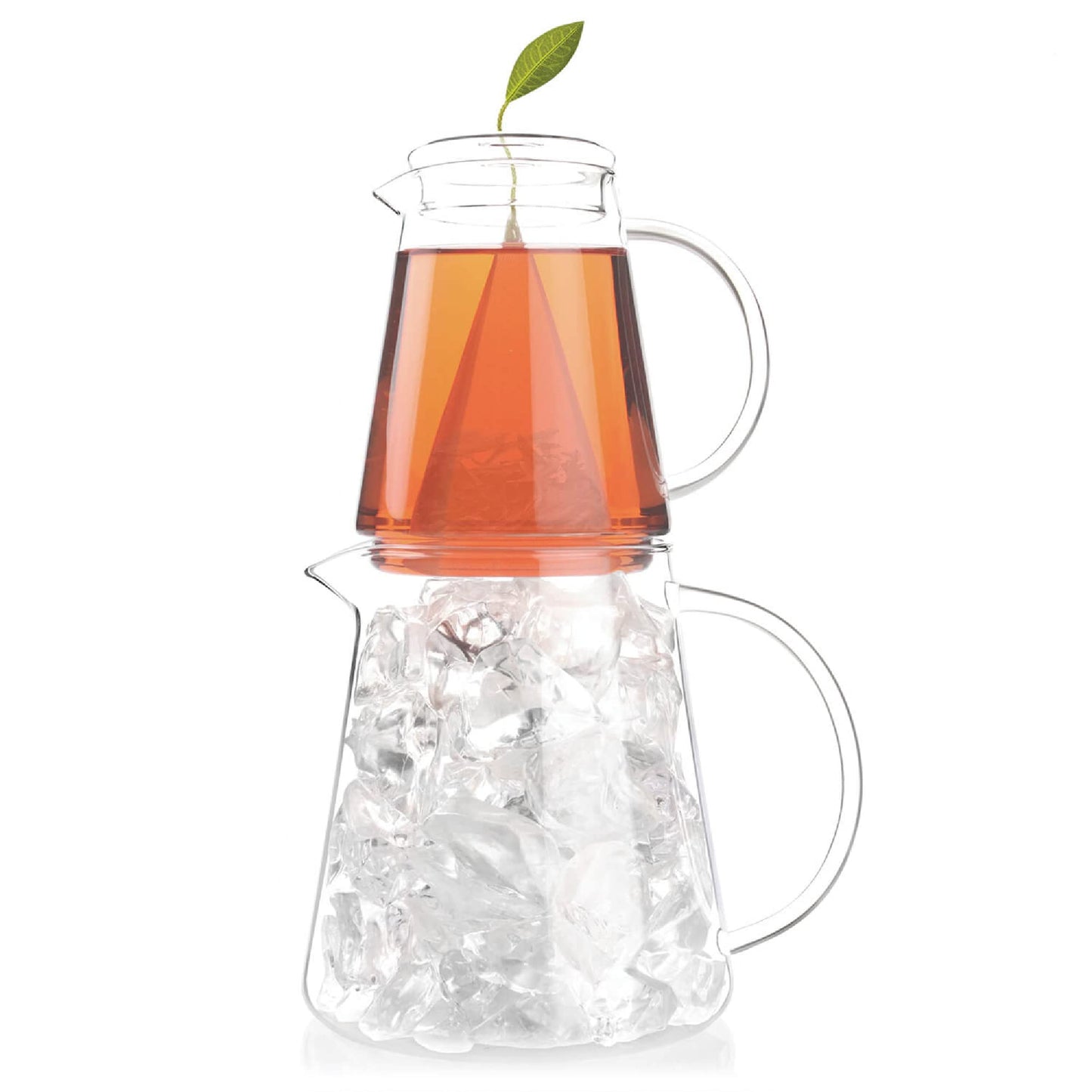 Tea Forte Tea Over Ice Steeping Pitcher Set of Two, 12oz for Steeping and 24 oz Pitcher for Perfect Flash Chilled Iced Tea, Dishwasher Safe