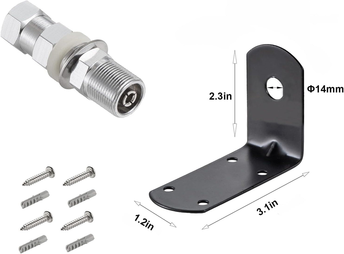 SO-239 3/8-24 L-Shape Universal CB Antenna Hood/Trunk Channel Wall Mount with Stud Compatible with Standard Threaded