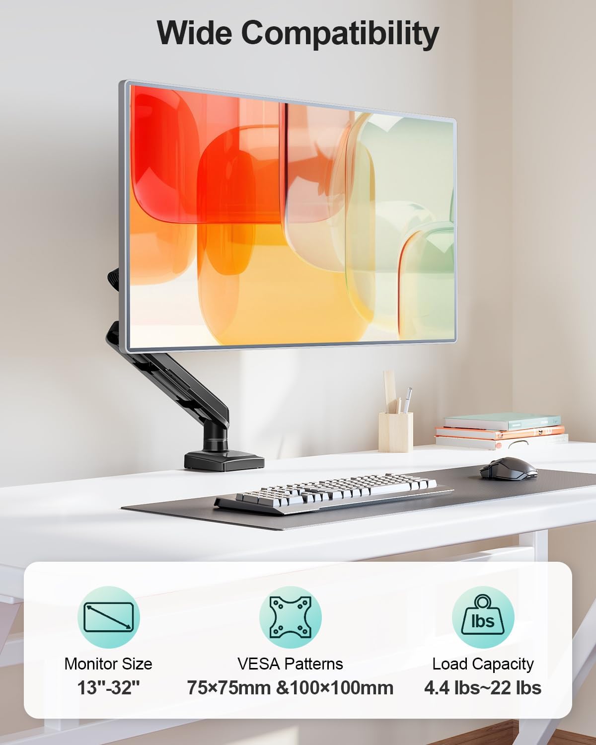 MOUNT PRO 13-32 inch Grommet 4.4 22lbs Single Monitor Desk Mount, Adjustable Full Motion Monitor Arm, Computer Monitor