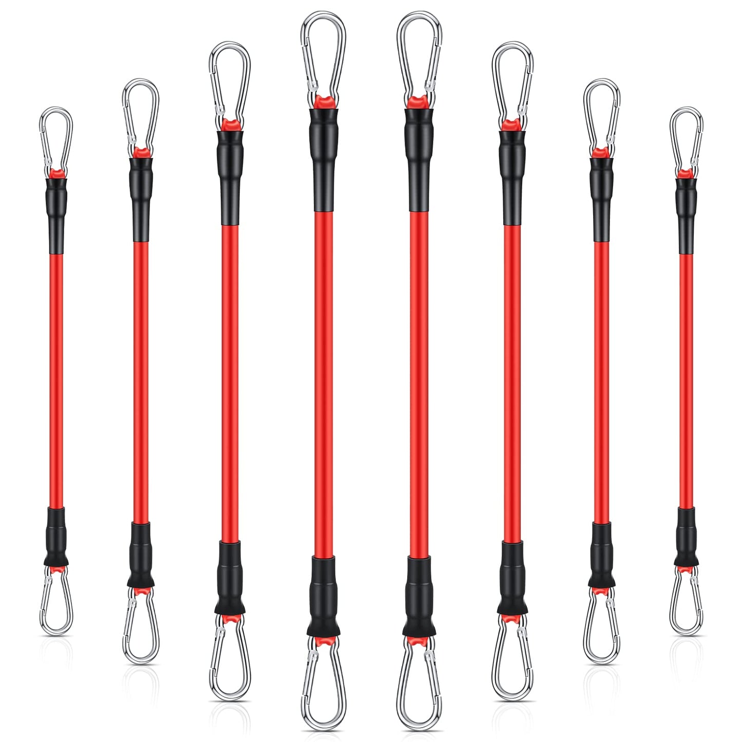 Liliful 8 pcs Resistance Bands for Working Out Additional Exercise Bands for Replacement Workout Equipment Elastic Stretch Legs Ankle Straps for Men Women Strength Training Fitness Gym Home, Red