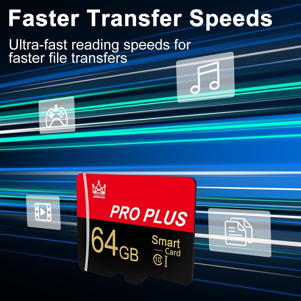 Bliksem 3 Pack 64GB C10 A1 (64GB-3 Pack) Memory Card with Adapter, High Speed TF Card, UHS-I Memory TF Card