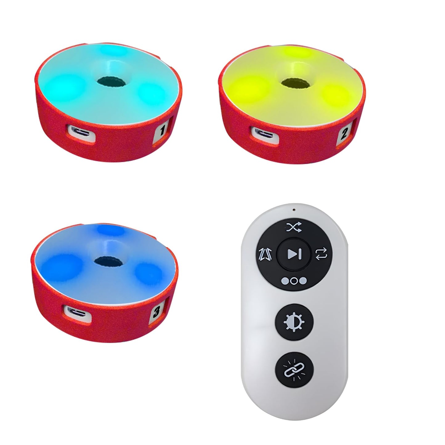 HSOKEW Sports Agility Light, Agility Training Light, USB Charging, Lasts 10 Hours, 10cm Height Sensing Distance, 4 Light Colors, 4 Modes, 270 Degree Viewable Angle Improve Reflex (Red Shell-3PCS)