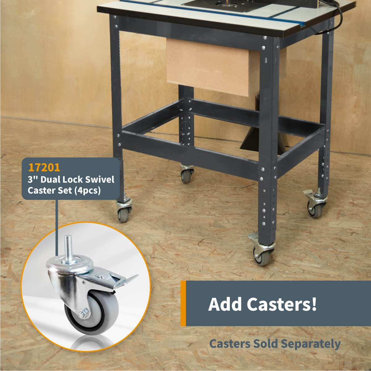 POWERTEC Tool Stand, 400lb Capacity Heavy Duty Router Table Stand with Adjustable leveling feet for Miter Saw, Drill Press, Belt Sander, Bench Grinder, Band Saw, Scroll saw, Planer (UT1006)