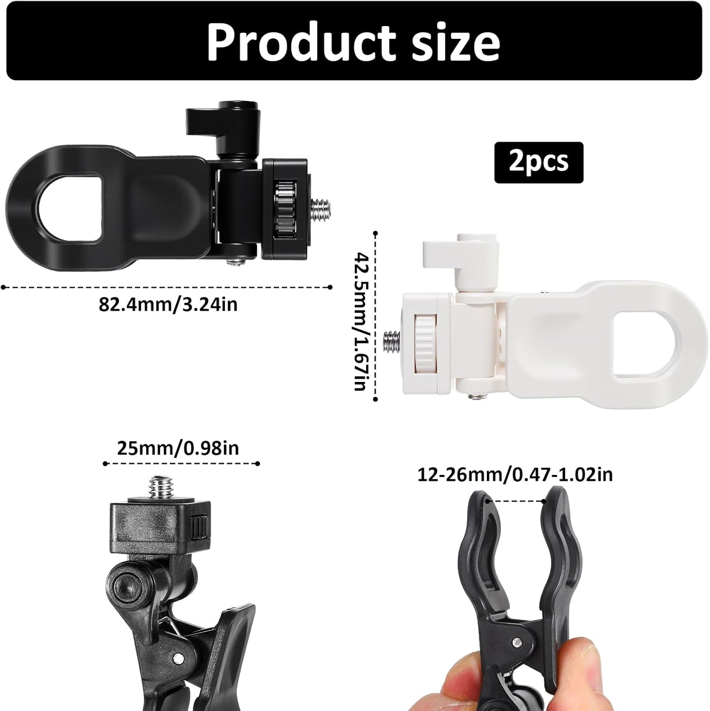 Fibraze 2 Pack 1/4 Webcam Monitor Mount Monitor Camera Mount with Screw Ring Camera Clip Webcam Stand Mounts for Tripod