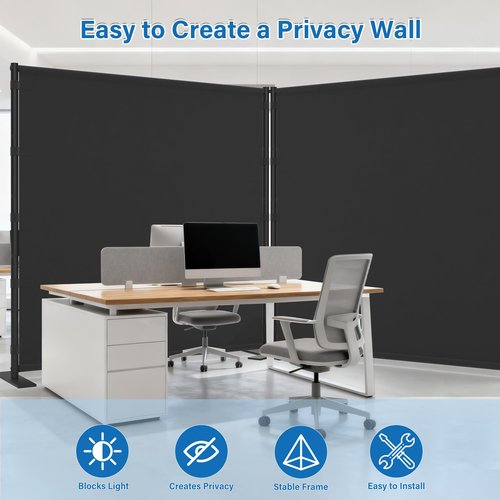 AKTOP Room Divider, Freestanding Single Panel Privacy Screen, Portable Temporary Wall Dividers for Room Separation, Large Room Partitions and Separators with Carrying Bag, 71''W x 76''H, Black