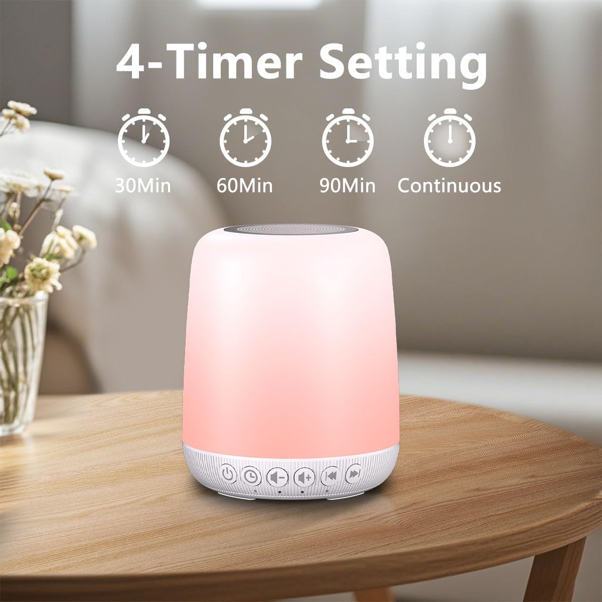 Skiennix White Noise Sound Machine - Portable Sleep Aid with 30 Soothing Sounds & 12 Night Light Colors